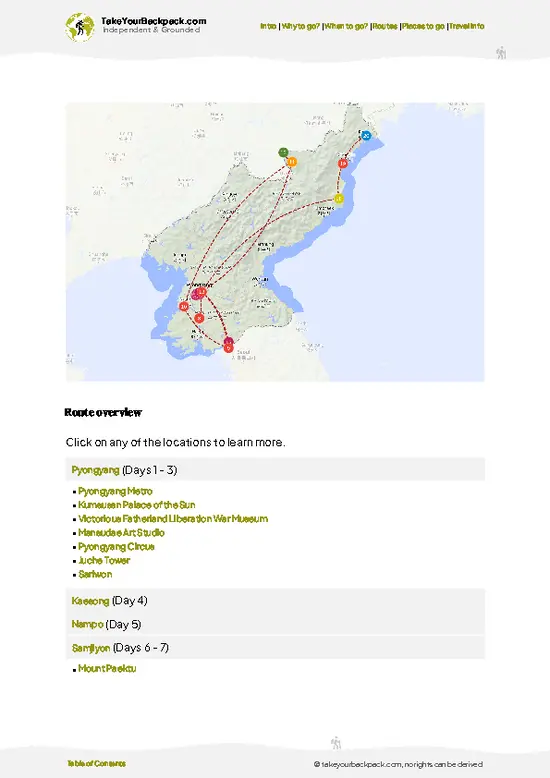 example page 4 from our offline Travel Guide for North Korea
